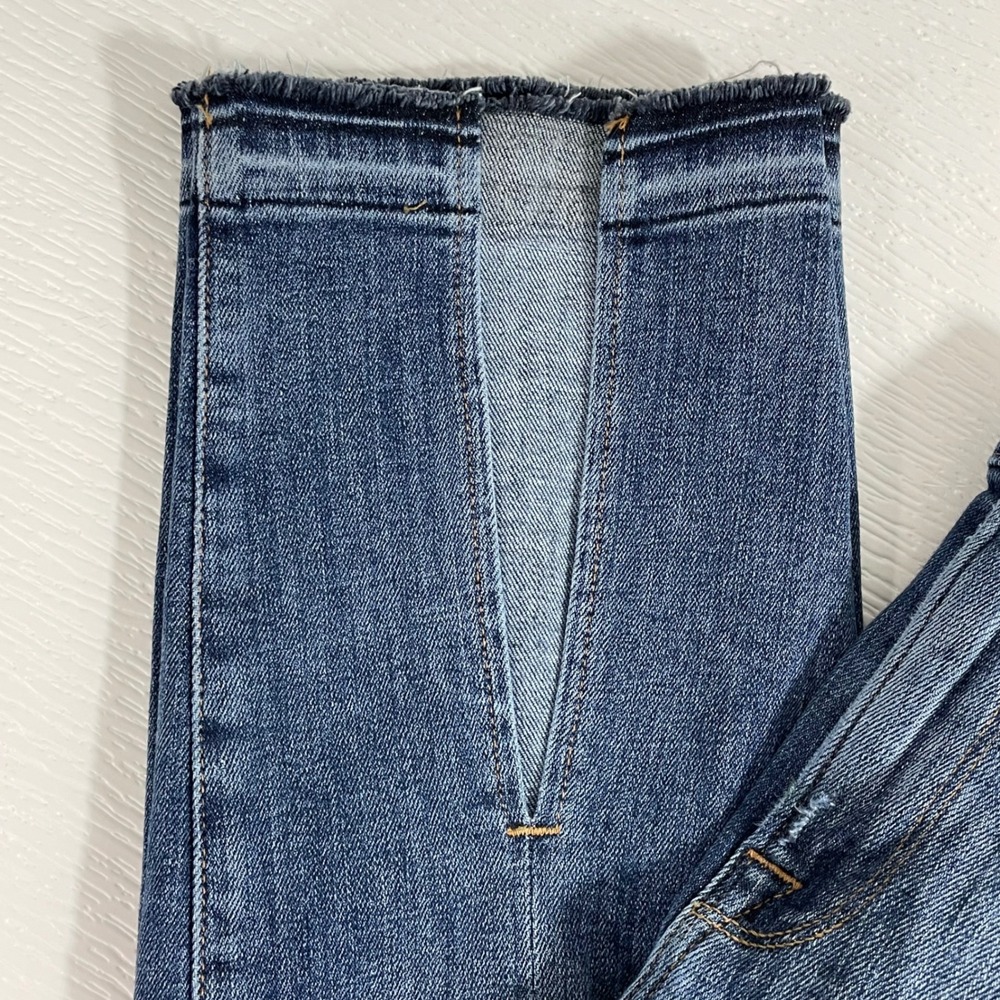 FRAME Le Nouveau Straight Jeans Women Size29 Blue Wash High Rise Split Raw Hem - Picture 10 of 12